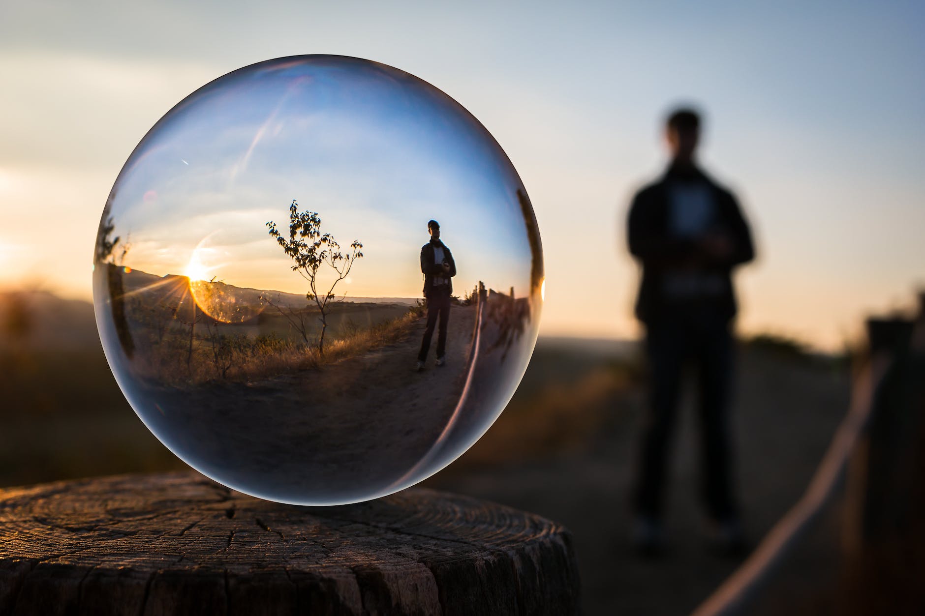 Reflection through a bubble.